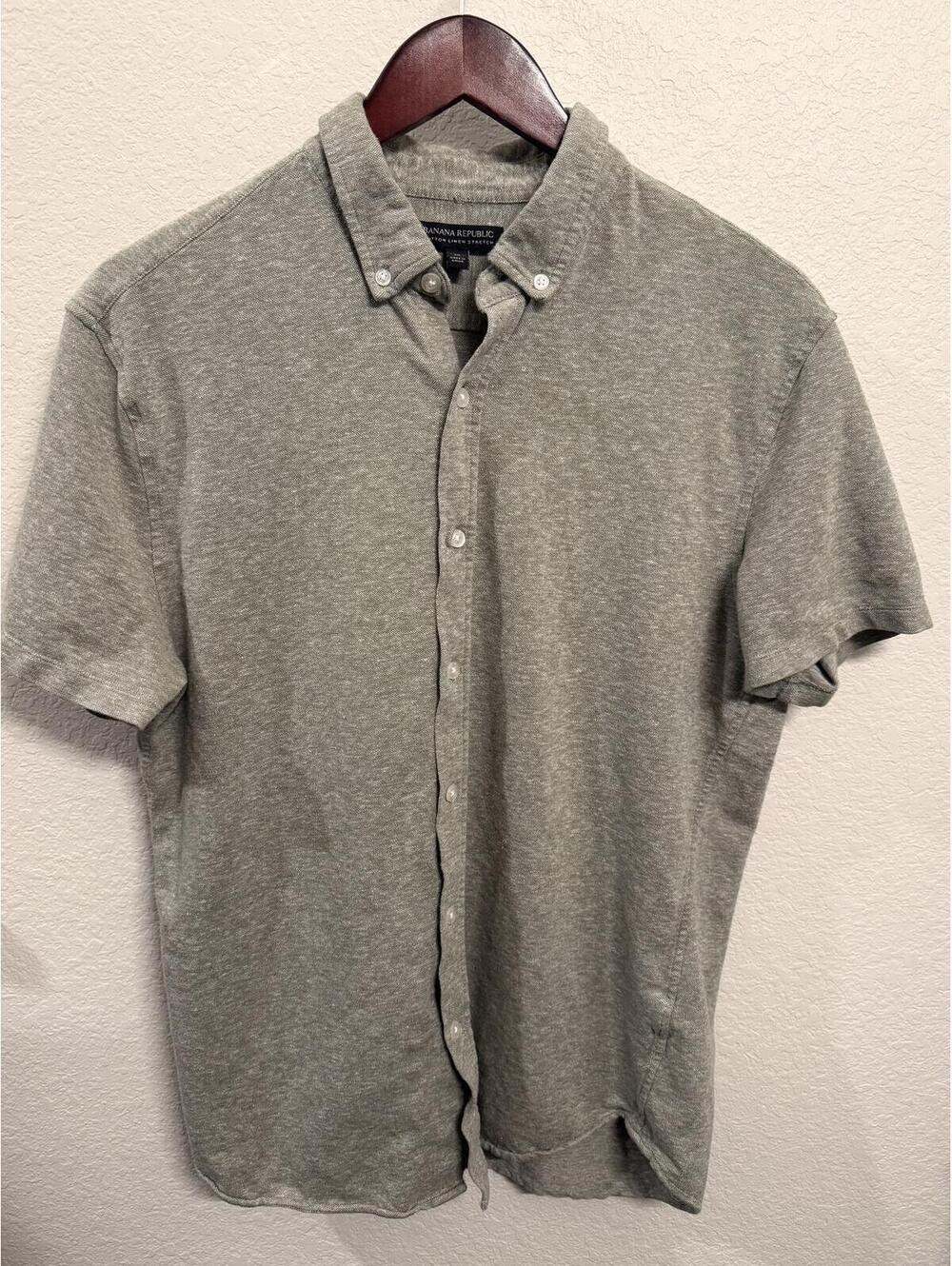 Banana Republic Cotton Linen Stretch Button-Down Shirt Medium